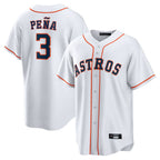 Silnrao H.Astros #3 Jeremy Pe?a Player White Home Game Stitched Jerseys