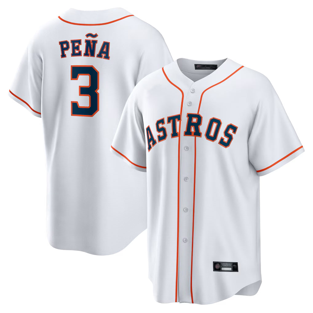 Silnrao H.Astros #3 Jeremy Pe?a Player White Home Game Stitched Jerseys