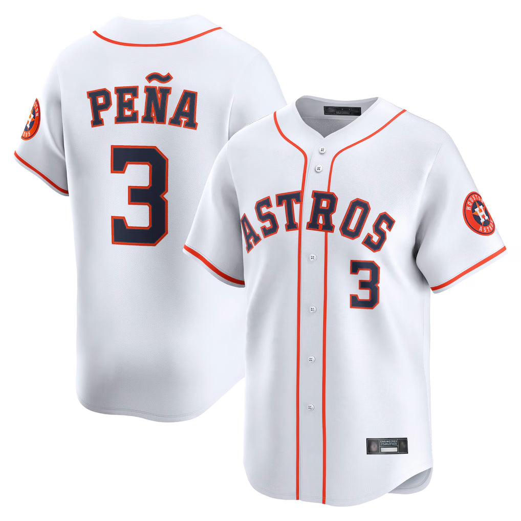 Silnrao H.Astros #3 Jeremy Pe?a Player White Home Limited Stitched Jerseys