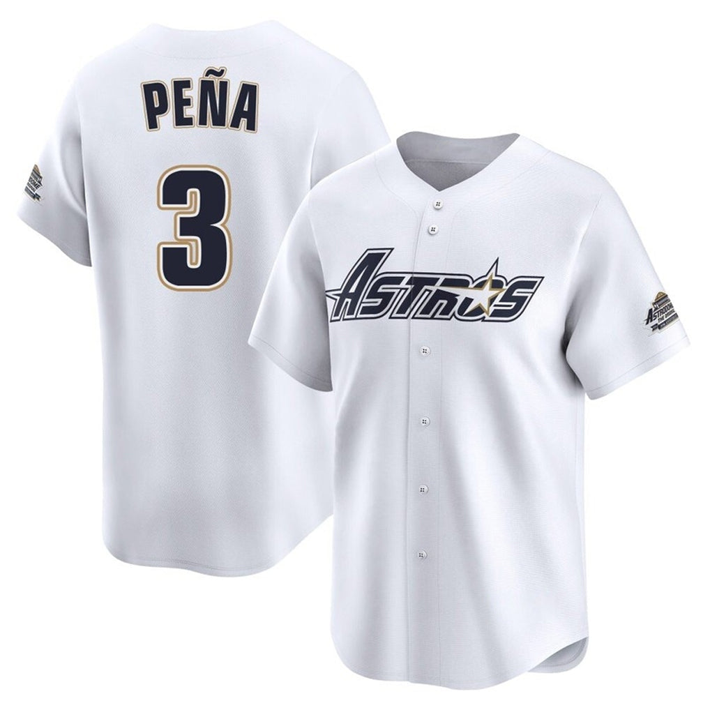 Silnrao H.Astros #3 Jeremy Pe?a Player White Throwback Cooperstown Collection Limited Stitched Jerseys