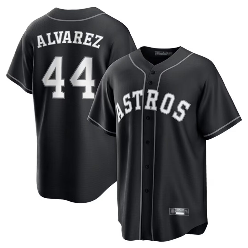 Silnrao H.Astros #44 Yordan Alvarez Player Black Home Game Stitched Jerseys