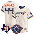 Silnrao H.Astros #44 Yordan Alvarez Player Cream City Connect Texas Patch Vapor Premier Limited Home Stitched Jerseys