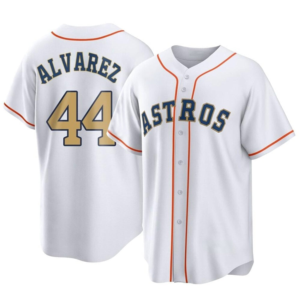 Silnrao H.Astros #44 Yordan Alvarez Player Gold Collection Game Home Stitched Jerseys