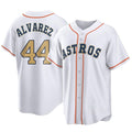 Silnrao H.Astros #44 Yordan Alvarez Player Gold Collection Game Home Stitched Jerseys