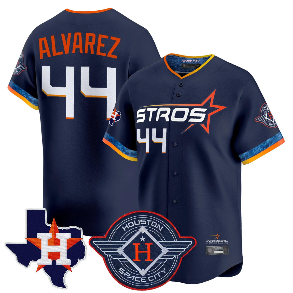 Silnrao H.Astros #44 Yordan Alvarez Player Navy City Connect Texas Patch Vapor Premier Limited Home Stitched Jerseys