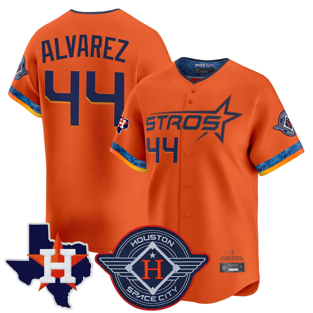 Silnrao H.Astros #44 Yordan Alvarez Player Orange City Connect Texas Patch Vapor Premier Limited Home Stitched Jerseys