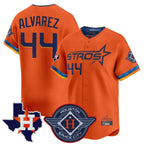 Silnrao H.Astros #44 Yordan Alvarez Player Orange City Connect Texas Patch Vapor Premier Limited Home Stitched Jerseys
