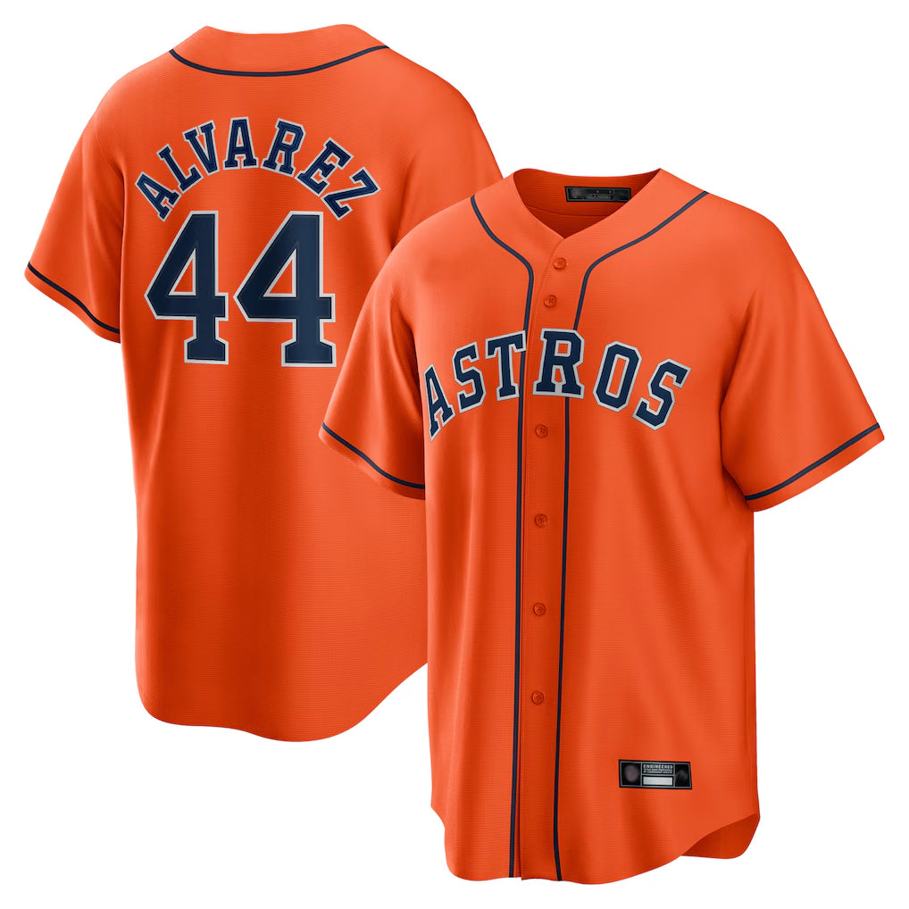 Silnrao H.Astros #44 Yordan Alvarez Player Orange Home Game Stitched Jerseys