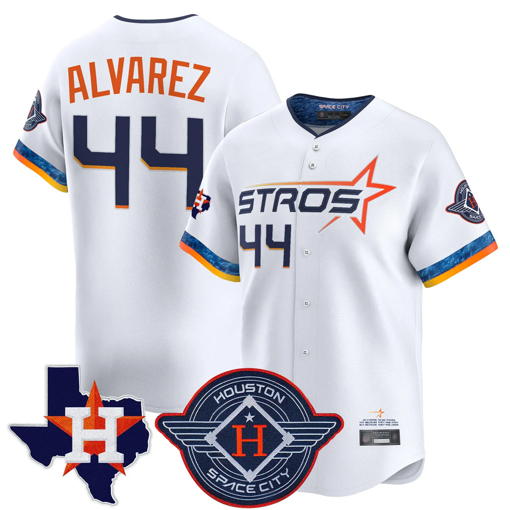 Silnrao H.Astros #44 Yordan Alvarez Player White City Connect Texas Patch Vapor Premier Limited Home Stitched Jerseys