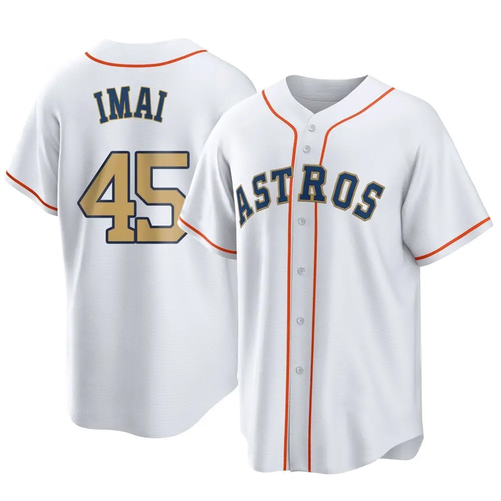 Silnrao H.Astros #45 Tatsuya Imai Player Gold Collection Game Home Stitched Jerseys