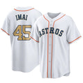 Silnrao H.Astros #45 Tatsuya Imai Player Gold Collection Game Home Stitched Jerseys