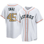 Silnrao H.Astros #45 Tatsuya Imai Player Gold Collection Game Home Stitched Jerseys