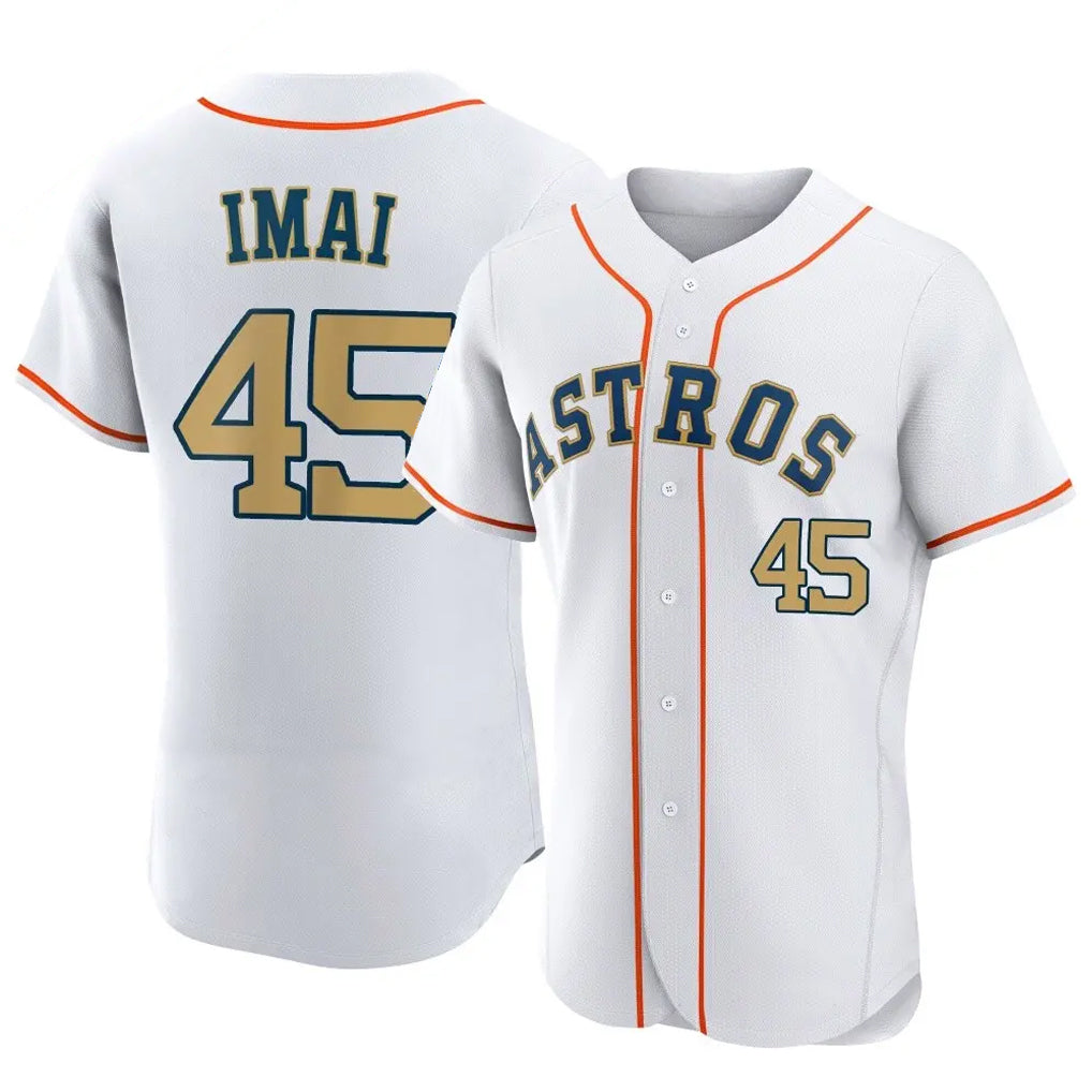 Silnrao H.Astros #45 Tatsuya Imai Player Gold Collection Limited Elite Home Stitched Jerseys