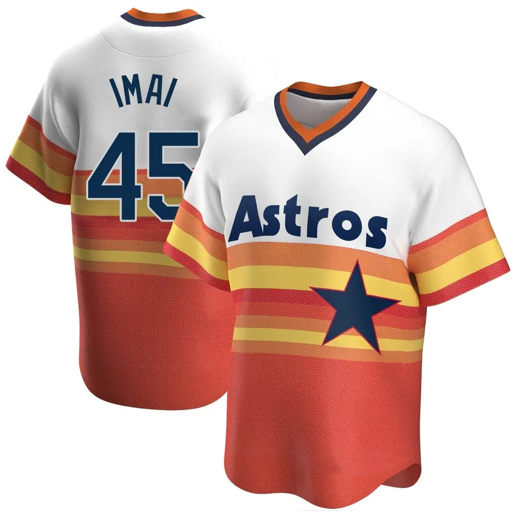 Silnrao H.Astros #45 Tatsuya Imai Player Rainbow Cooperstown Collection T-shirt Stitched Jerseys