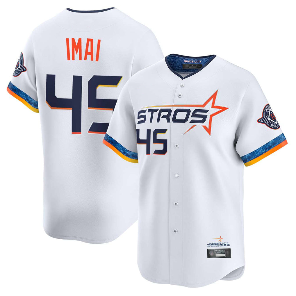 Silnrao H.Astros #45 Tatsuya Imai Player White City Connect Limited Home Stitched Jerseys