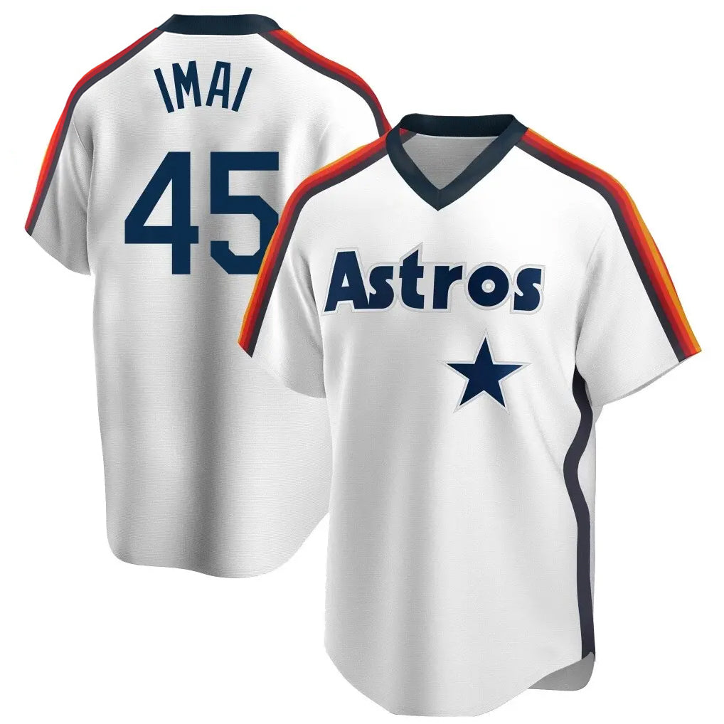 Silnrao H.Astros #45 Tatsuya Imai Player White Cooperstown Collection T-shirt Stitched Jerseys