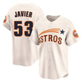 Silnrao H.Astros #53 Cristian Javier Player Cream Throwback Cooperstown Collection Limited Stitched Jerseys