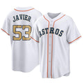 Silnrao H.Astros #53 Cristian Javier Player Gold Collection Game Home Stitched Jerseys