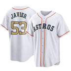 Silnrao H.Astros #53 Cristian Javier Player Gold Collection Game Home Stitched Jerseys