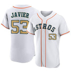 Silnrao H.Astros #53 Cristian Javier Player Gold Collection Limited Elite Home Stitched Jerseys