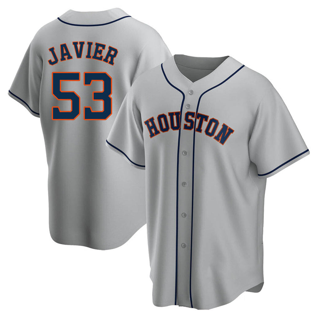 Silnrao H.Astros #53 Cristian Javier Player Gray Home Game Stitched Jerseys