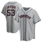 Silnrao H.Astros #53 Cristian Javier Player Gray Home Game Stitched Jerseys