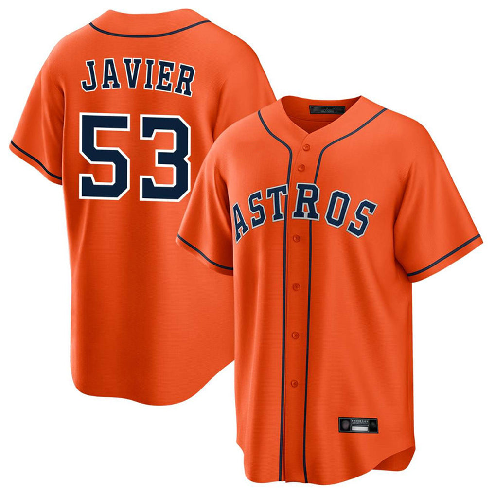 Silnrao H.Astros #53 Cristian Javier Player Orange Home Game Stitched Jerseys