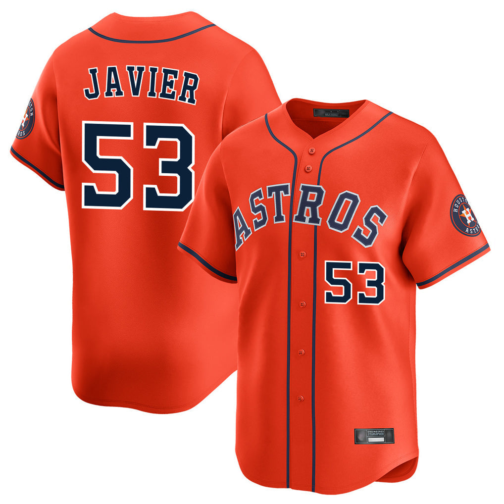 Silnrao H.Astros #53 Cristian Javier Player Orange Home Limited Stitched Jerseys