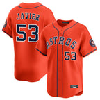 Silnrao H.Astros #53 Cristian Javier Player Orange Home Limited Stitched Jerseys