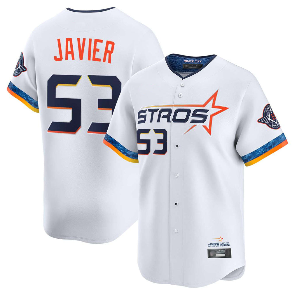 Silnrao H.Astros #53 Cristian Javier Player White City Connect Limited Home Stitched Jerseys