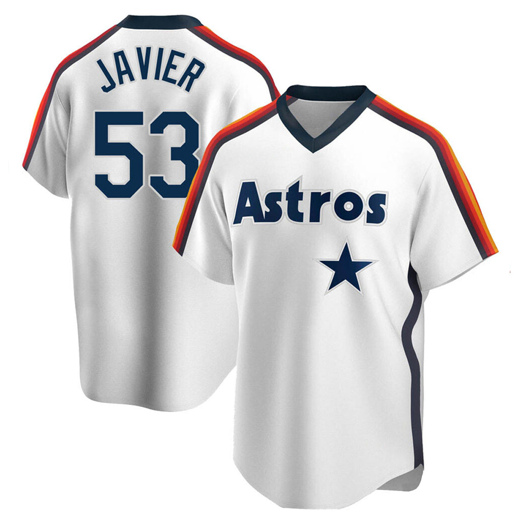 Silnrao H.Astros #53 Cristian Javier Player White Cooperstown Collection T-shirt Stitched Jerseys