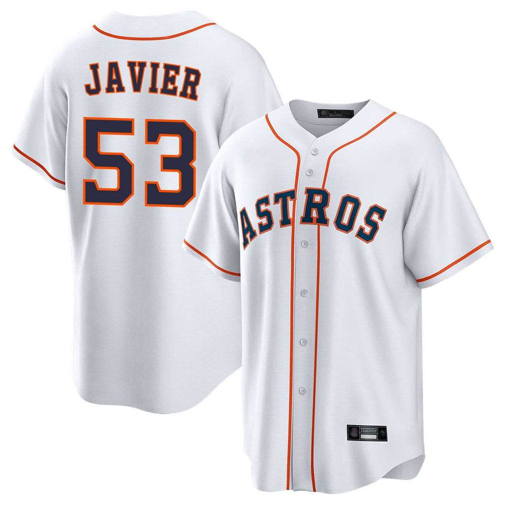 Silnrao H.Astros #53 Cristian Javier Player White Home Game Stitched Jerseys