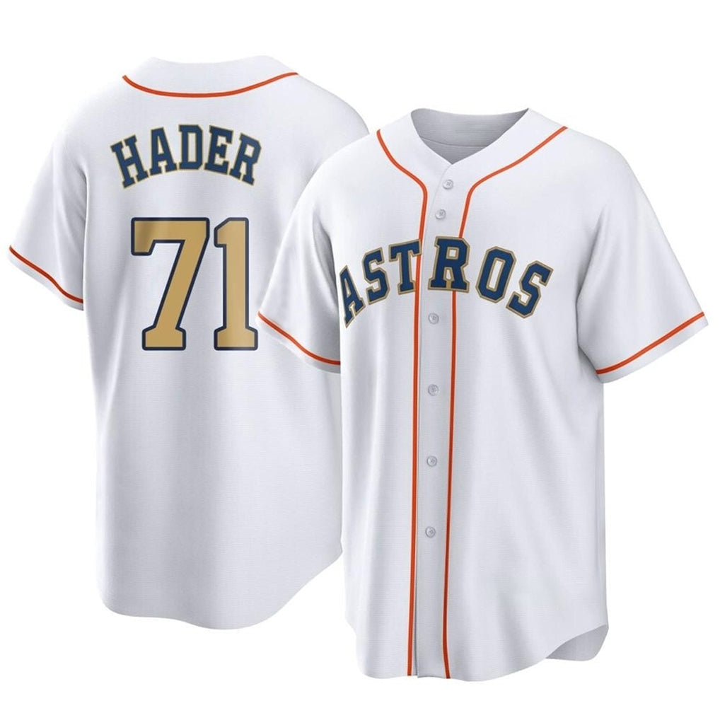 Silnrao H.Astros #71 Josh Hader Player Gold Collection Game Home Stitched Jerseys