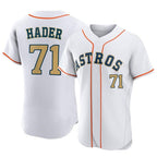 Silnrao H.Astros #71 Josh Hader Player Gold Collection Limited Elite Home Stitched Jerseys