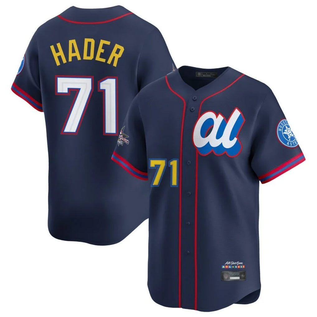 Silnrao H.Astros #71 Josh Hader Player Navy American League All-Star Game Limited Stitched Jerseys