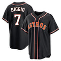 Silnrao H.Astros #7 Craig Biggio Player Black Fashion Out Home Game Stitched Jerseys