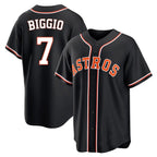 Silnrao H.Astros #7 Craig Biggio Player Black Fashion Out Home Game Stitched Jerseys