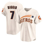 Silnrao H.Astros #7 Craig Biggio Player Cream Throwback Cooperstown Collection Limited Stitched Jerseys