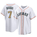 Silnrao H.Astros #7 Craig Biggio Player Gold Collection Game Home Stitched Jerseys