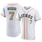 Silnrao H.Astros #7 Craig Biggio Player Gold Collection Limited Elite Home Stitched Jerseys