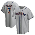 Silnrao H.Astros #7 Craig Biggio Player Gray Home Game Stitched Jerseys