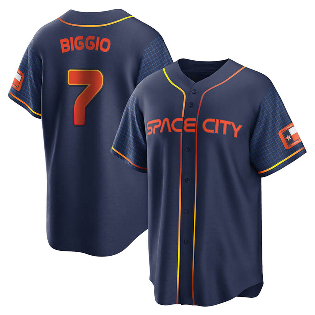 Silnrao H.Astros #7 Craig Biggio Player Navy City Connect Home Game Stitched Jerseys