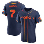 Silnrao H.Astros #7 Craig Biggio Player Navy City Connect Limited Elite Home Stitched Jerseys