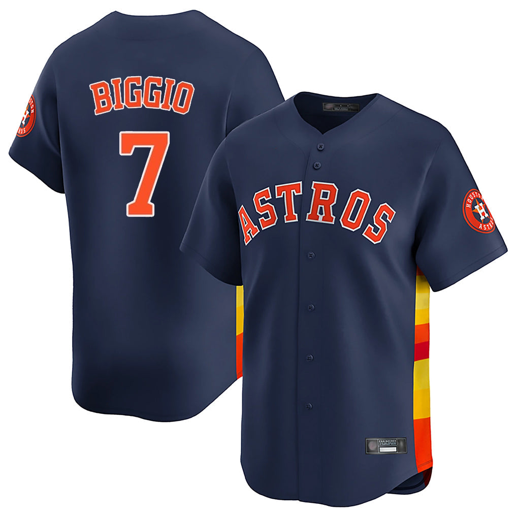 Silnrao H.Astros #7 Craig Biggio Player Navy Home Limited Stitched Jerseys