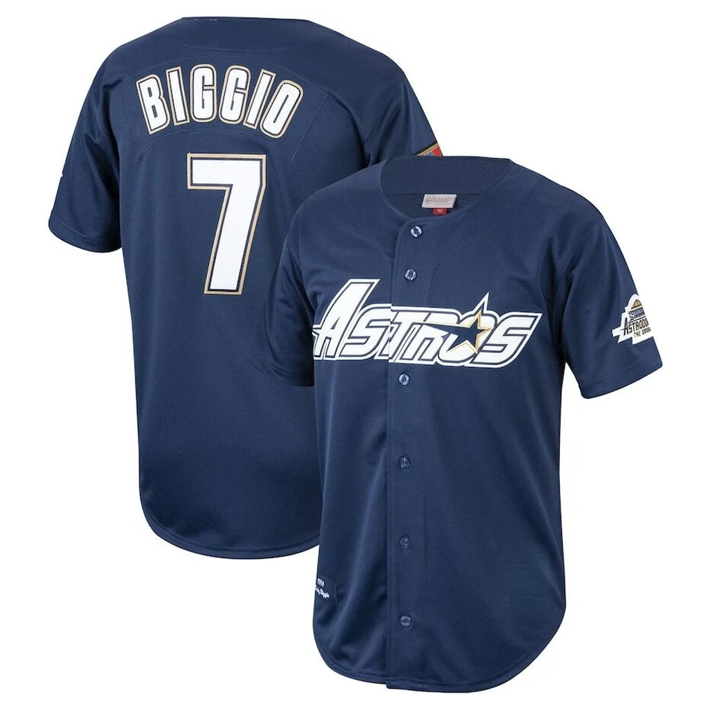 Silnrao H.Astros #7 Craig Biggio Player Navy Mitchell & Ness Cooperstown Collection 1994 Limited Stitched Jerseys