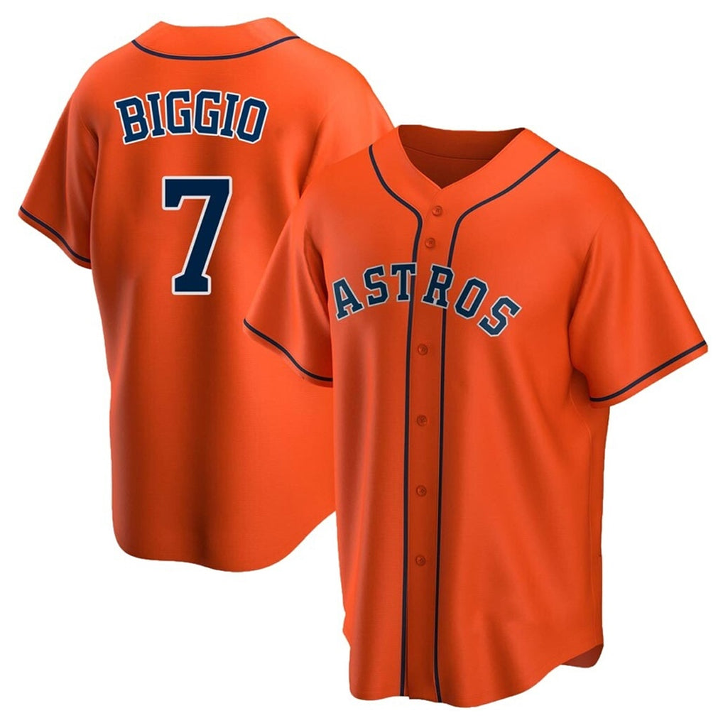 Silnrao H.Astros #7 Craig Biggio Player Orange Home Game Stitched Jerseys