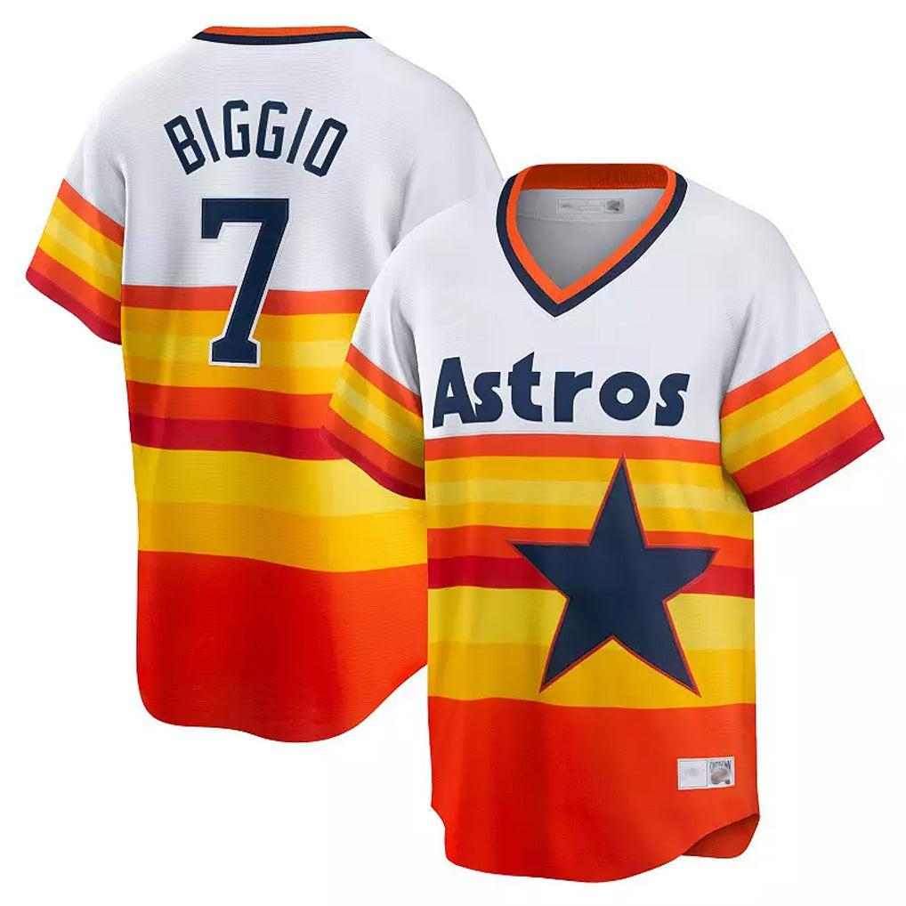 Silnrao H.Astros #7 Craig Biggio Player Rainbow Cooperstown Collection T-shirt Stitched Jerseys