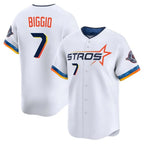 Silnrao H.Astros #7 Craig Biggio Player White City Connect Limited Home Stitched Jerseys