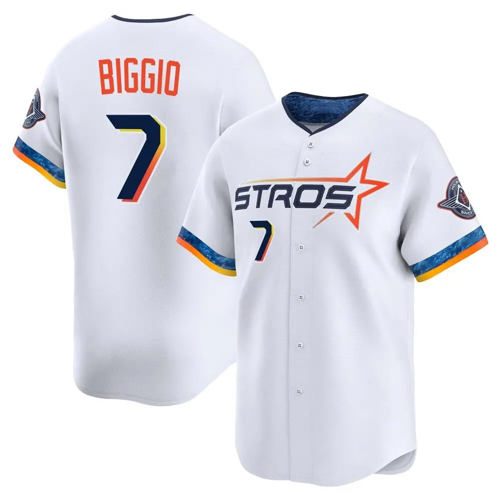 Silnrao H.Astros #7 Craig Biggio Player White City Connect Limited Home Stitched Jerseys