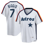 Silnrao H.Astros #7 Craig Biggio Player White Cooperstown Collection T-shirt Stitched Jerseys